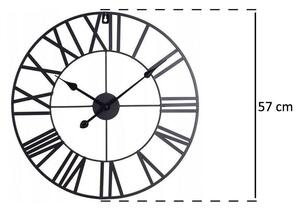 Zegar metalowy VINTAGE z rzymskimi cyframi, Ø 47 cm