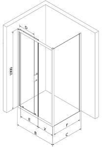 Mexen Apia kabina prysznicowa rozsuwana 90 x 90 cm, transparent, chrom - 840-090-090-01-00