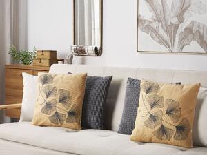 Zestaw 2 poduszek dekoracyjnych z motywem liści 45 x 45 cm beżowy Wakad Beliani