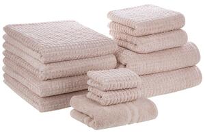 Komplet 11 ręczników łazienkowych dla gości bawełna low twist różowy Atai Beliani