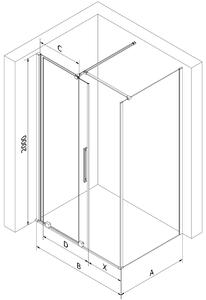Mexen Velar kabina prysznicowa rozsuwana 100 x 100 cm, transparent, czarna - 871-100-100-01-70