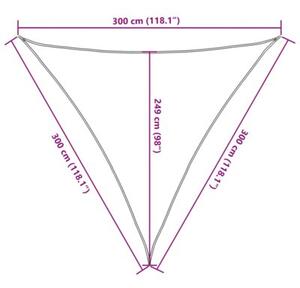 Żagiel przeciwsłoneczny, jasnoszary, 3x3x3 m, 100% poliester