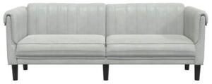 Sofa 3-osobowa, jasnoszara, tapicerowana aksamitem