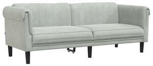Sofa 3-osobowa, jasnoszara, tapicerowana aksamitem