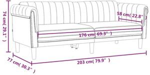 Sofa 3-osobowa, ciemnozielona, tapicerowana aksamitem