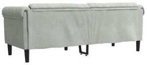 Sofa 3-osobowa, jasnoszara, tapicerowana aksamitem