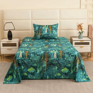 Prześcieradło z mikrofibry 140x240 cm i poszewka na poduszkę 50x70 cm NEON FOREST, kolorowe