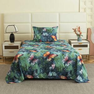 Prześcieradło z mikrofibry 140x240 cm i poszewka na poduszkę 50x70 cm KOLOROWY MOTYL, kolorowe