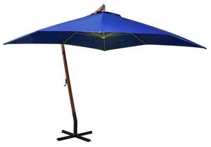Parasol ogrodowy wiszący, jodłowy słupek, niebieski, 3x3 m
