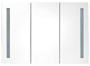 Szafka łazienkowa z lustrem i LED, 89x14x62 cm, biało-dębowa