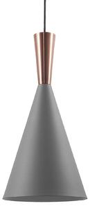 Lampa wisząca szara z miedzianym glamour metalowa stożkowaty klosz 190 cm Tagus Beliani