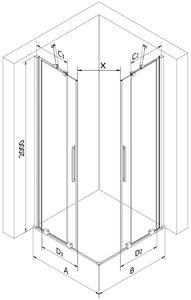 Mexen Velar Duo kabina prysznicowa rozsuwana 90 x 90 cm, transparent, czarna - 871-090-090-02-70
