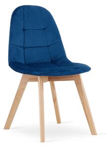 Niebieskie aksamitne krzesło do jadalni BORA