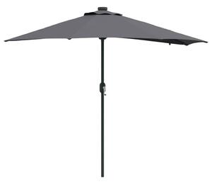 Stylowy parasol ogrodowy z lampkami LED, antracytowy, składany, z ręcznym mechanizmem podnoszenia