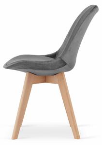 EMWOmeble Krzesła welurowe NORI 3395 ciemnoszare, nogi drewniane / 4 sztuki
