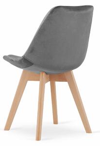 EMWOmeble Krzesła welurowe NORI 3395 ciemnoszare, nogi drewniane / 4 sztuki