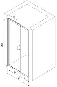 Mexen Apia drzwi prysznicowe rozsuwane 90 cm, transparent, czarne - 845-090-000-70-00