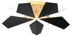Designerska lampa sufitowa czarna ze złotym 5-punktowym światłem - Sinem Oswietlenie wewnetrzne