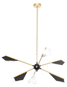 Designerska lampa wisząca czarna ze złotymi 6-punktami - Sinem Oswietlenie wewnetrzne
