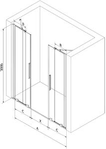 Mexen Velar Duo drzwi prysznicowe rozsuwane 140 cm, transparent, różowe złoto - 871-140-000-02-60