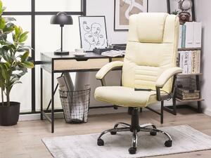 Krzesło biurowe beżowe nowoczesne z funkcją masażu podgrzewane ekoskóra Comfort Beliani