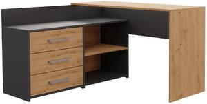 Biurko Narożne Z Regałem I Szufladami Artisan + Antracyt K6-H66