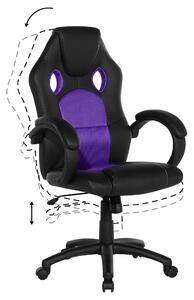 Nowoczesne krzesło biurowe ze sztucznej skóry z fioletową siatką regulowane Rest Beliani