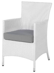 Zestaw do ogrodu stół i 8 krzeseł z rattanu ze szklanym blatem biały Italy Beliani