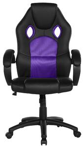 Nowoczesne krzesło biurowe ze sztucznej skóry z fioletową siatką regulowane Rest Beliani