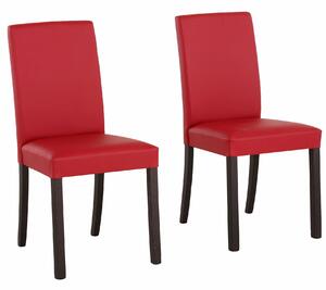 Klasyczne czerwone krzesła ze sztucznej skóry, nogi wenge - 2 sztuki