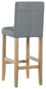 Krzesło barowe z oparciem tapicerowane pikowane z podnóżkiem szare Madison Beliani