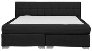 Nowoczesne łóżko kontynentalne 180x200 cm z guzikami materiałowe czarne Admiral Beliani