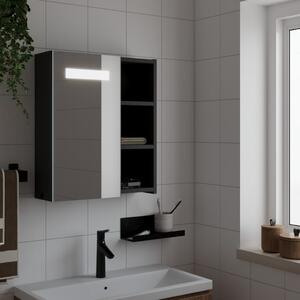 Szafka łazienkowa z lustrem i LED, czarna, 45x13x52 cm
