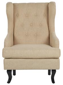 Fotel tapicerowany pikowany wysokie oparcie uszak retro design beżowy Alta Beliani