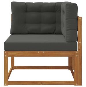 Sofa narożna z litego drewna akacjowego z poduszkami antracytowymi