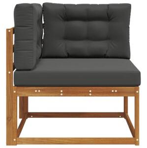 Sofa narożna z litego drewna akacjowego z poduszkami antracytowymi