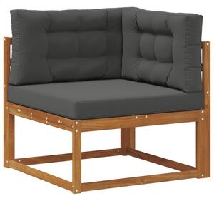 Sofa narożna z litego drewna akacjowego z poduszkami antracytowymi