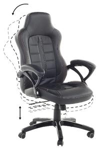 Krzesło biurowe regulowane czarne z ciemnobrązowym ekoskóra obrotowe Prince Beliani