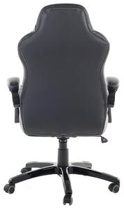 Krzesło biurowe regulowane czarne z ciemnobrązowym ekoskóra obrotowe Prince Beliani