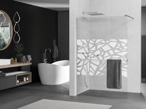 Mexen Kioto+ ścianka prysznicowa z półką Walk-in 70 x 200 cm, biały wzór, chrom - 800-070-121-01-85