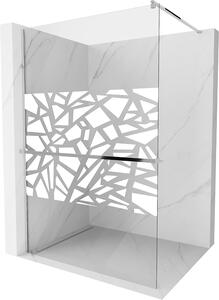 Mexen Kioto+ ścianka prysznicowa z półką i relingiem 70 x 200 cm, transparent/biały wzór 8 mm, chrom - 800-070-121-01-85