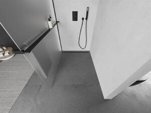 Mexen Kioto+ ścianka prysznicowa z półką Walk-in 70 x 200 cm, szron, czarna - 800-070-121-70-30