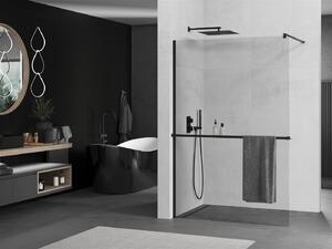 Mexen Kioto+ ścianka prysznicowa z półką Walk-in 75 x 200 cm, transparent, czarna - 800-075-121-70-00