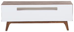Szafka RTV ciemne drewno z białym MDF półka 3 szuflady 140 cm Syracuse Beliani