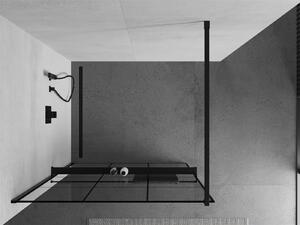 Mexen Kioto+ ścianka prysznicowa z półką Walk-in 100 x 200 cm, czarny wzór, czarna - 800-100-121-70-77