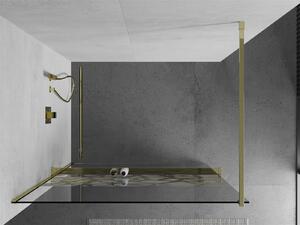Mexen Kioto+ ścianka prysznicowa z półką Walk-in 70 x 200 cm, biały wzór, złota - 800-070-121-50-85