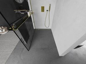 Mexen Kioto+ ścianka prysznicowa z półką Walk-in 140 x 200 cm, czarny wzór, złota - 800-140-121-50-77