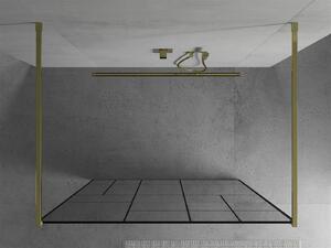 Mexen Kioto ścianka prysznicowa wolnostojąca 140 x 200 cm, czarny wzór 8 mm, złota - 800-140-002-50-78