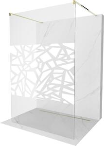 Mexen Kioto ścianka prysznicowa wolnostojąca 100 x 200 cm, biały wzór 8 mm, złota - 800-100-002-50-85