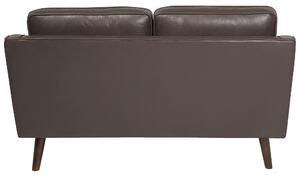 Sofa kanapa dwuosobowa drewniane nóżki ekoskóra retro brązowa Lokka Beliani
